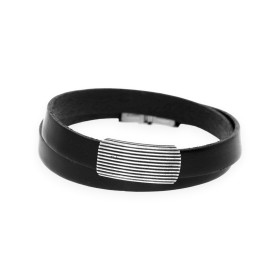 AX-MET-BR-1 - Bransoletka ze stali szlachetnej i skóry
