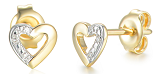 E69371 - Kolczyki złote z diamentami - serca