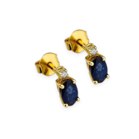 KO-1. - Kolczyki złote z diamentami i szafirem 