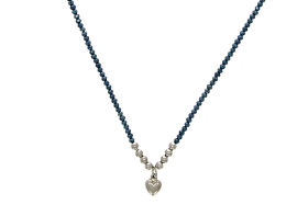 NP-925-NA-15 - Naszyjnik srebrny z kamieniami szklanymi - serce