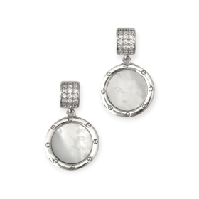 AL-925-KO-1 - Kolczyki srebrne z cyrkoniami i masą perłową