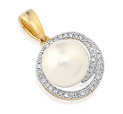 P28616Y - Zawieszka złota z diamentami i perłą