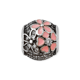 NP-925-ZA-4 - Zawieszka srebrna z cyrkoniami i emalią - beads, kwiaty