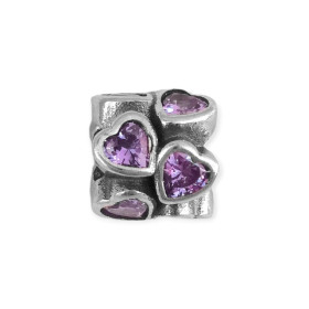 NP-925-ZA-11 - Zawieszka srebrna z cyrkoniami - beads, serca