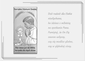 6717K/1O - Srebrny obrazek - pamiątka I Komunii Świętej dla chłopca