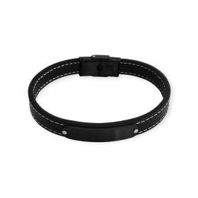 NP-MET-BR-15 - Bransoletka ze stali szlachetnej i skóry