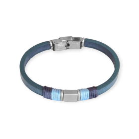 NP-MET-BR-20 - Bransoletka ze stali szlachetnej i skóry - sznurek