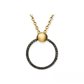 JP5975BDY - Zawieszka złota z czarnymi diamentami