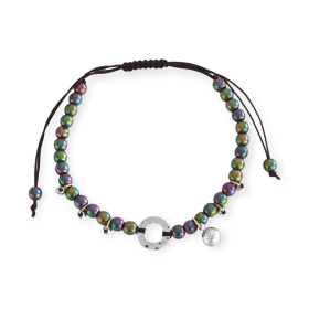 BA-585-BR-90 - Bransoletka złota z hematytami - sznurek