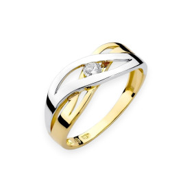 W156. - Pierścionek złoty z diamentem 